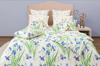 Постельное белье Евро бязь-люкс 4нав Ирисы 5687/1 Хлопковый Край