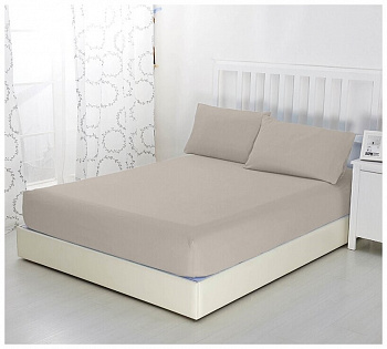 Простыня-наматрацник трикотажная на резинке 200х200х20 Какао Орхидея