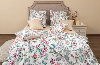 Постельное белье 1,5-М сатин Летиция бежевый 7713/1 ЦФ Хлопковый Край