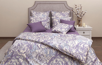Постельное белье 1,5-М сатин Барокко лиловый 5437/2 Хлопковый Край