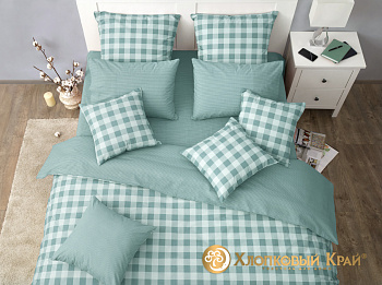 Постельное белье Евро бязь-люкс 4нав Дерби полынь 5633/5 Хлопковый Край