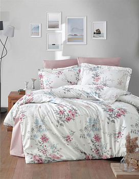 Постельное белье Евро сатин DELUX LEENA пудра DO&CO 