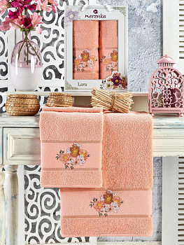 Комплект полотенец махр 2шт 50х90/1шт 70х140/1шт LARA оранжевый 11782 Merzuka