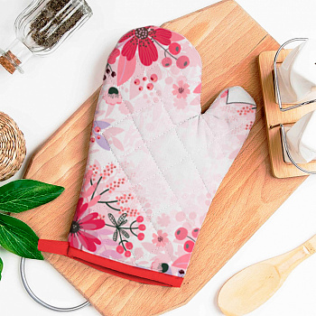 4650512525711 Рукавица 26х18 стеганная 'Цветочная нежность'