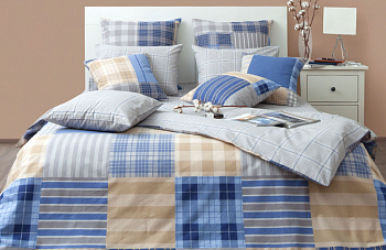 Постельное белье Евро бязь-люкс 4нав Манчестер 5635/1 Хлопковый Край