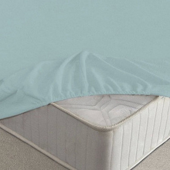 Простынь махровая на резинке 200х200х20 голубой Хлопковый Край