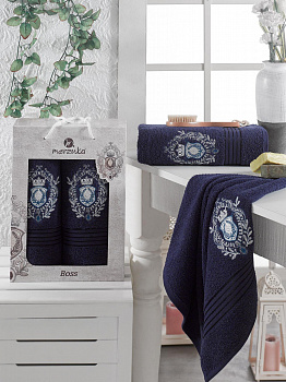 Комплект полотенец махр 2шт 50х80/70х130 Boss синий 9807 Merzuka