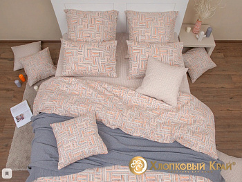 Постельное белье Евро бязь-люкс 4нав Абени оранж 6007/1 Хлопковый Край