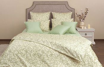 Постельное белье 2,0-М сатин Мишель фисташка 5509/3 Хлопковый Край
