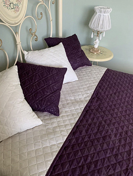 Покрывало 215х240 цв.баклажан/св.бежевый 2158002/049  Орхидея