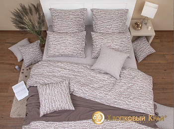Постельное белье Евро бязь-люкс 4нав Иттан кофе 6005/2 Хлопковый Край