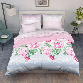 Постельное белье Дуэт-М бязь 7463/1 Пионовый бархат Василиса'20 (З)