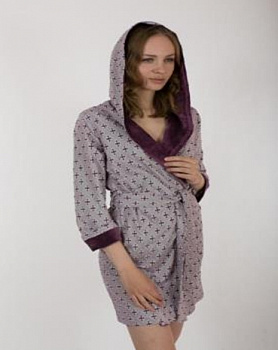 Халат трикотаж с капюшоном LAUREN (сливовый) ж. р. L Polens