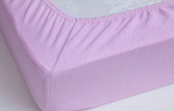 Простынь махровая на резинке 90х200х20 лиловый Хлопковый Край