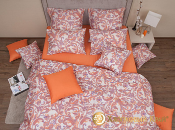 Постельное белье 1,5-М сатин Эмилия оранж 7731/4  Хлопковый Край
