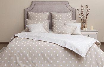 Постельное белье Евро бязь-люкс 4нав Бонжур бежевый 5737/1 Хлопковый Край