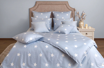 Постельное белье Евро-М сатин 4 нав Монамур скай 5699/3 ЦФ Хлопковый Край