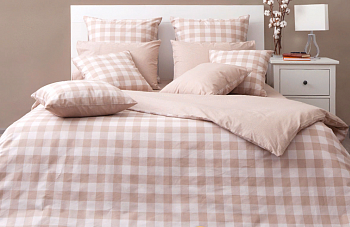 Постельное белье Евро бязь-люкс 4нав Дерби бежевый 5633/2 Хлопковый Край