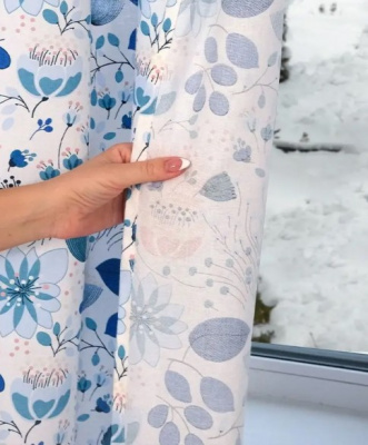 штора лен наш цветение