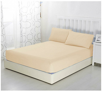 Простыня-наматрацник трикотажная на резинке 200х200х20 Бежевый Орхидея