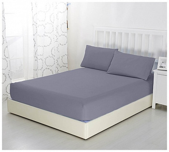 Простыня-наматрацник трикотажная на резинке 160х200х20 Графит Орхидея