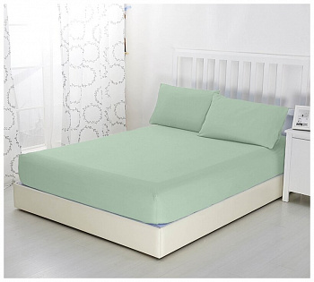 Простыня-наматрацник трикотажная на резинке 90х200х20 Оливковый Орхидея